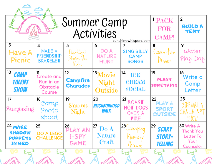 DIY Summer Camp at Home Printable Planner and Activity Bundle
