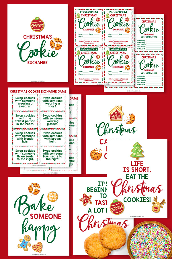 Christmas Cookie Exchange Party Printable Pack