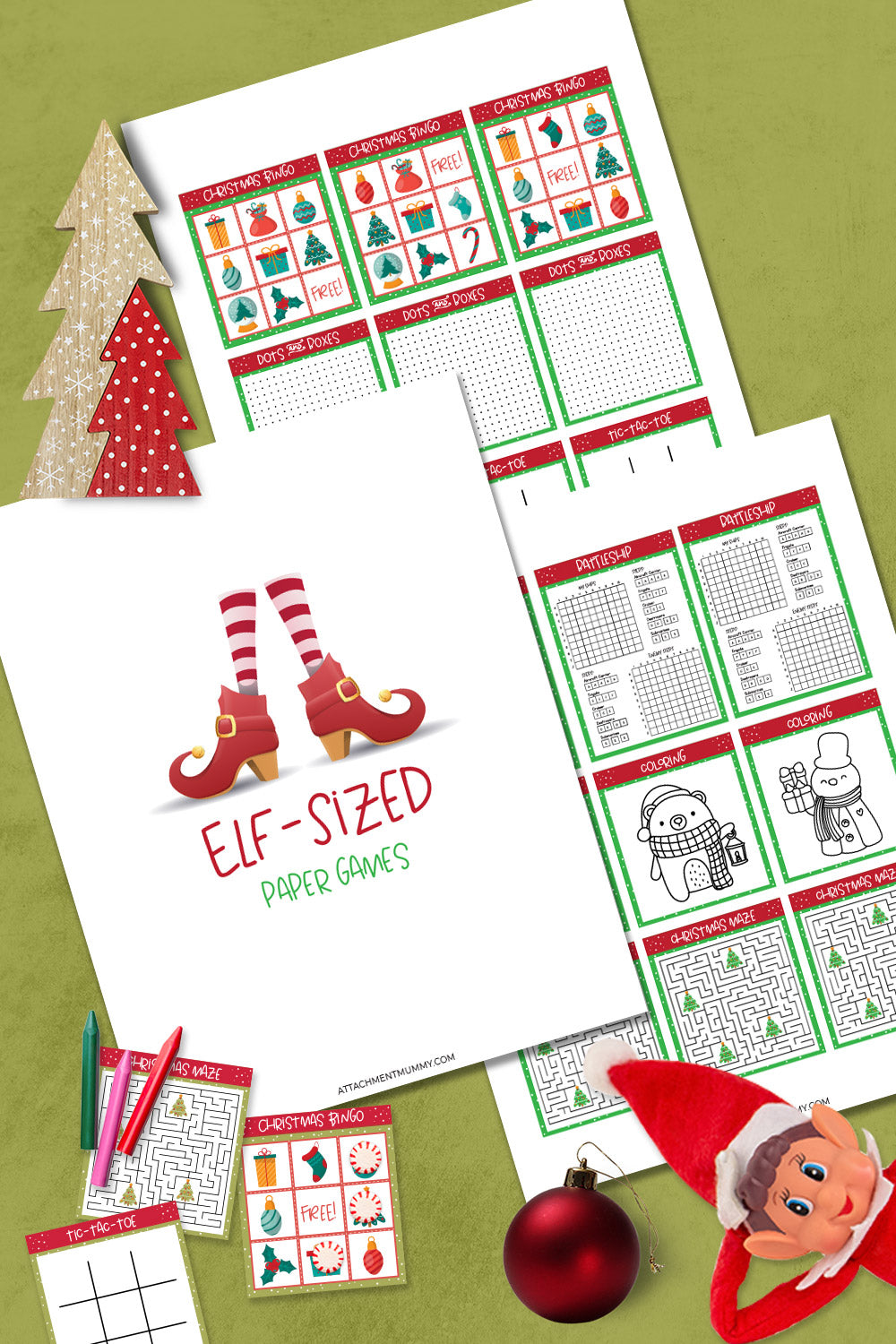 Elf-Sized Paper Games Printable Pack