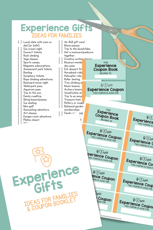 Experience Gifts For Families: Ideas and Coupon Booklet