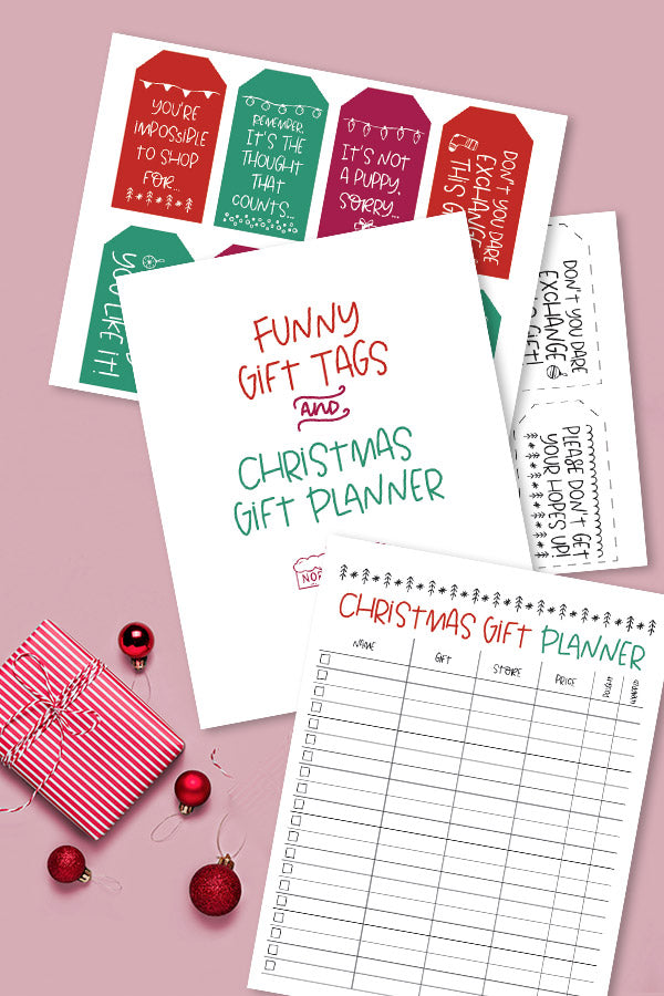 Funny Gift Tags and Christmas Gift Planner Printable Set