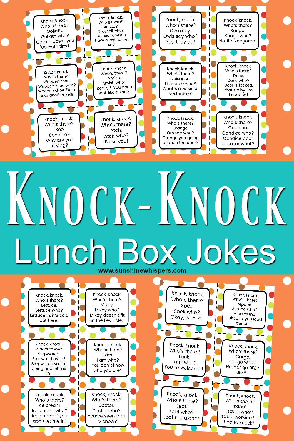 Knock Knock Lunch Box Jokes for Kids!