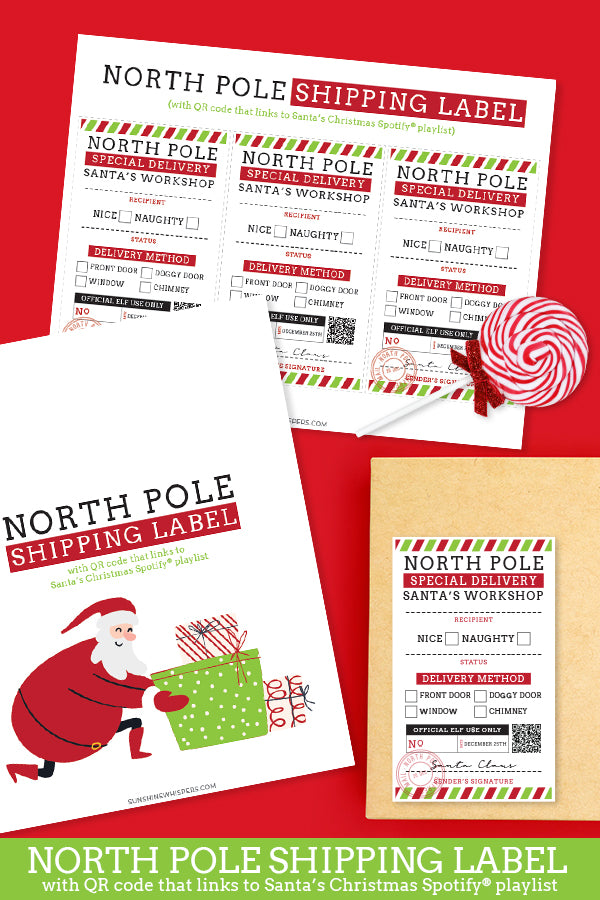 North Pole Shipping Label Printable