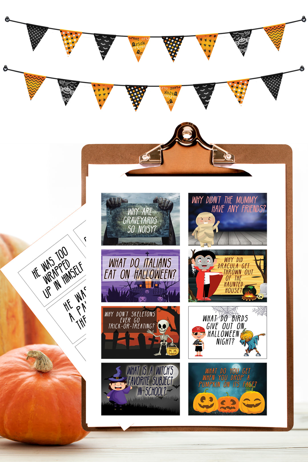 Halloween-themed Dad Joke Printable lunchbox notes