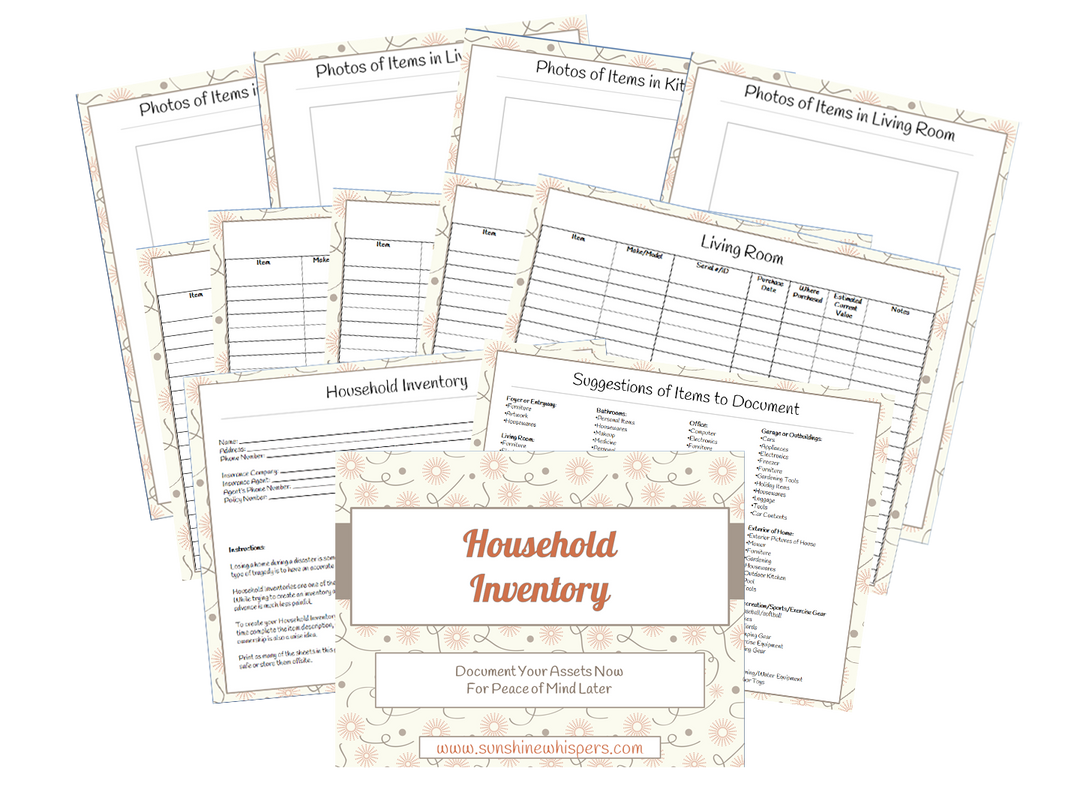 Household Inventory Printable Workbook